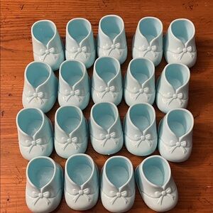 Light Blue Ceramic Baby Shoe Favor - Set of 19